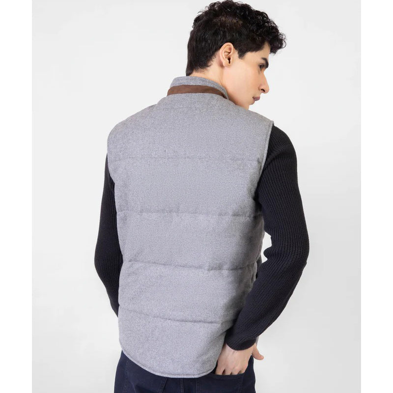 Grey Woolen Quilted Vest
