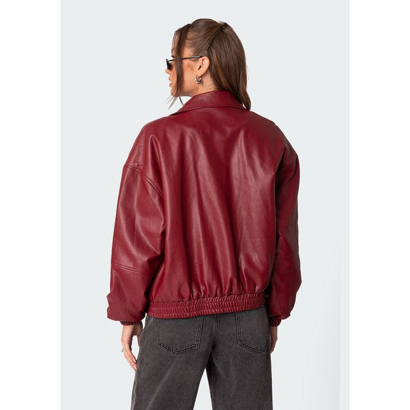 Halley Faux Leather Bomber Jacket