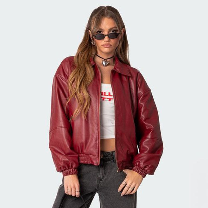 Halley Faux Leather Bomber Jacket