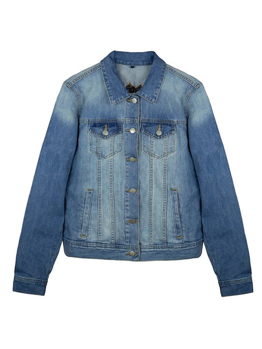 Handmade Mexican Floral Embroidery Jean Jacket