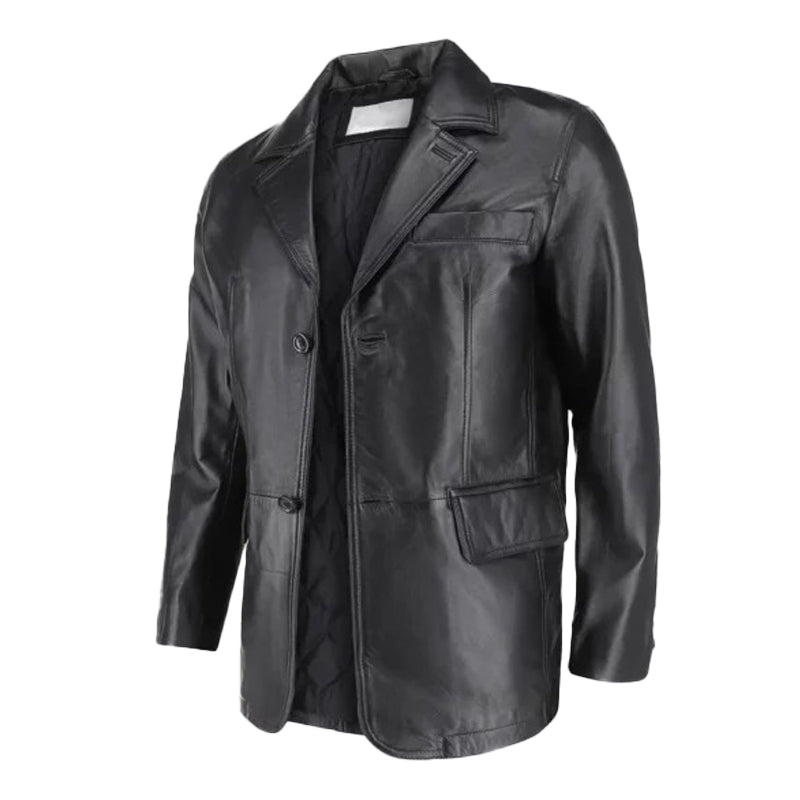 James Men’s Black Leather Coat