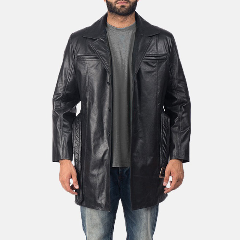 Jordan Black Leather Coat
