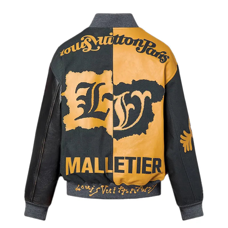 LV Mix Canvas Leather Bomber Jacket