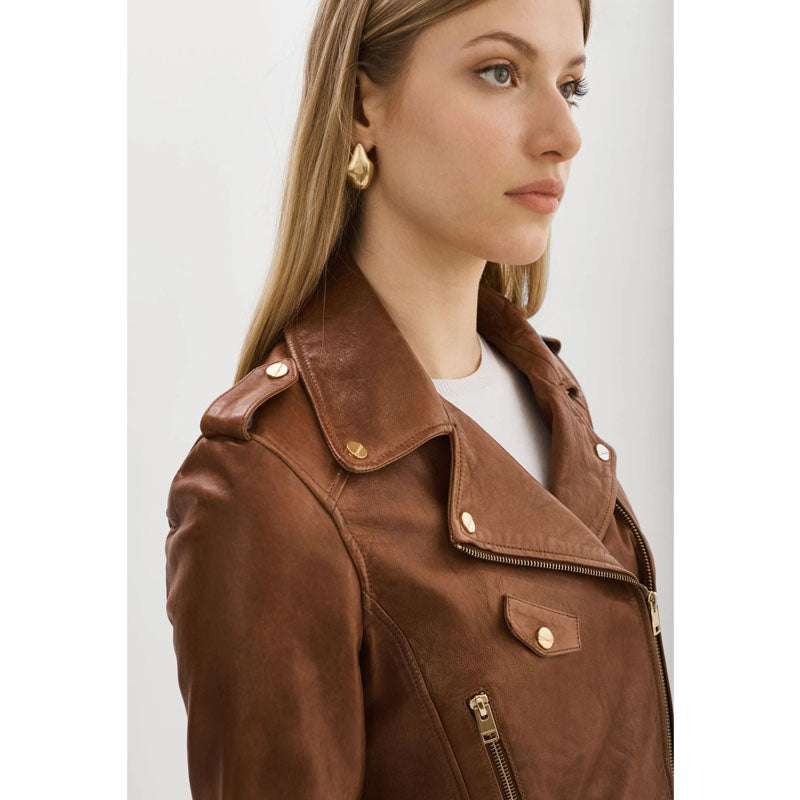 Women’s Leather Crop Biker Jacket