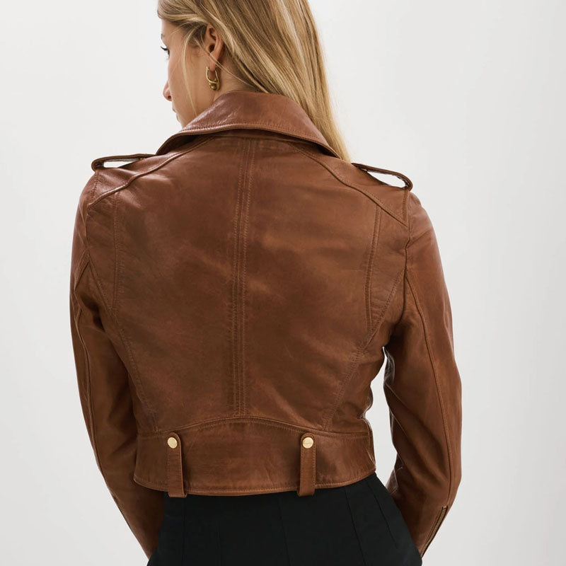 Women’s Leather Crop Biker Jacket