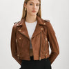 Women's Leather Crop Biker Jacket