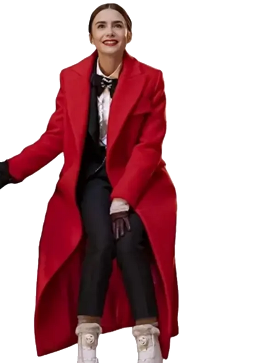 Lily Collins Emily in Paris S04 Red Coat