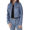 Women's Blue Leather Biker Jacket