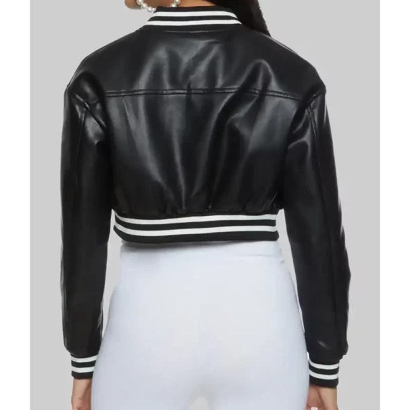 Women’s Black Leather Varsity Jacket