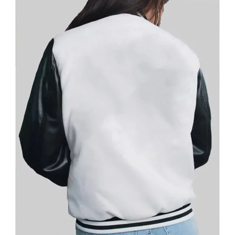 Women’s Black and White Leather Varsity Jacket