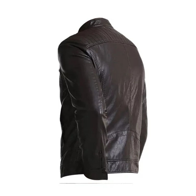 Mark Black Leather Racer Jacket