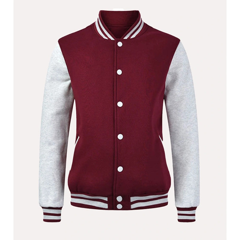Womens Maroon and Grey Varsity Jacket