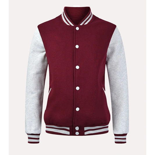 Womens Maroon and Grey Varsity Jacket