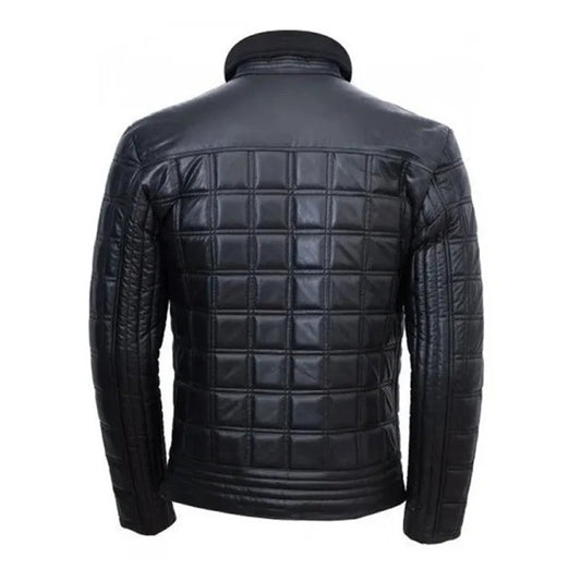 Men Black Full Quilted Leather Jacket