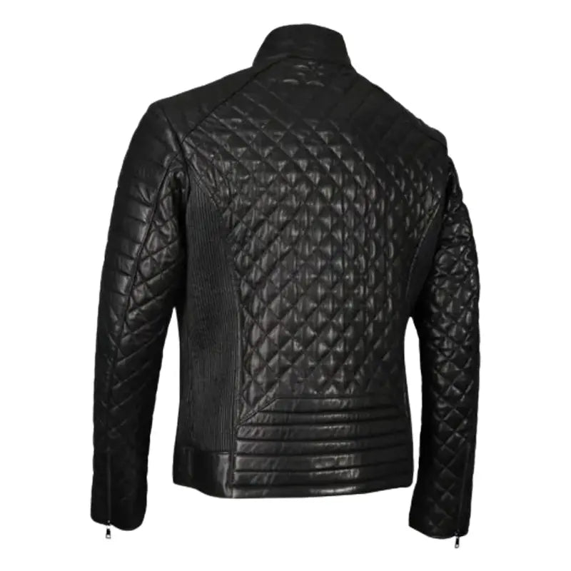 Men Black Full Quilted Leather Jacket