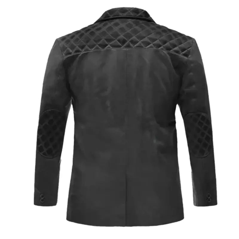 Men Black Quilted Leather Blazer