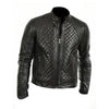 Men Black Quilted Genuine Leather Jacket