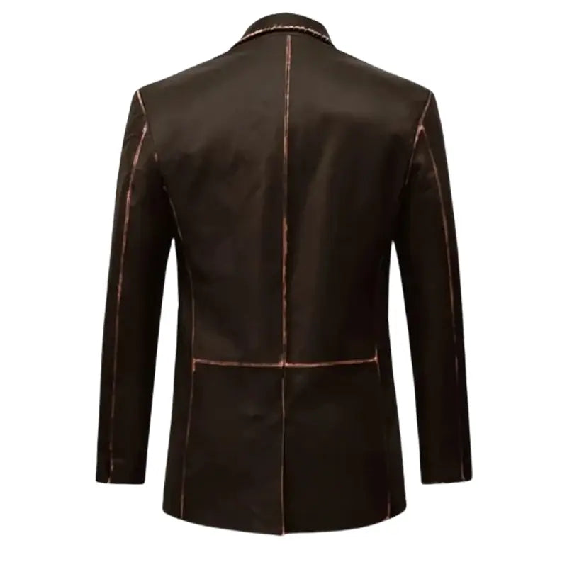Men Brown Leather Blazer