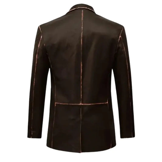 Men Brown Leather Blazer