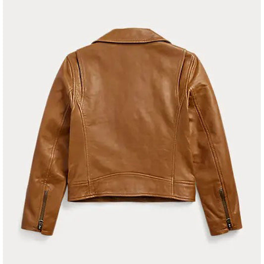 Brown Moto Biker Leather Jacket