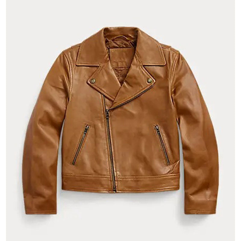 Brown Moto Biker Leather Jacket