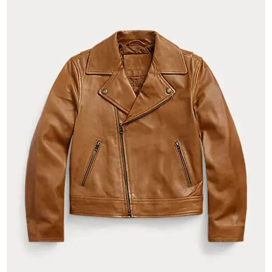 Brown Moto Biker Leather Jacket
