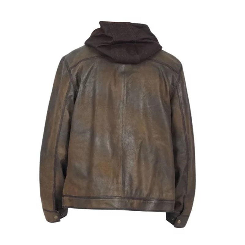 Mens Dark Brown Distressed Jacket