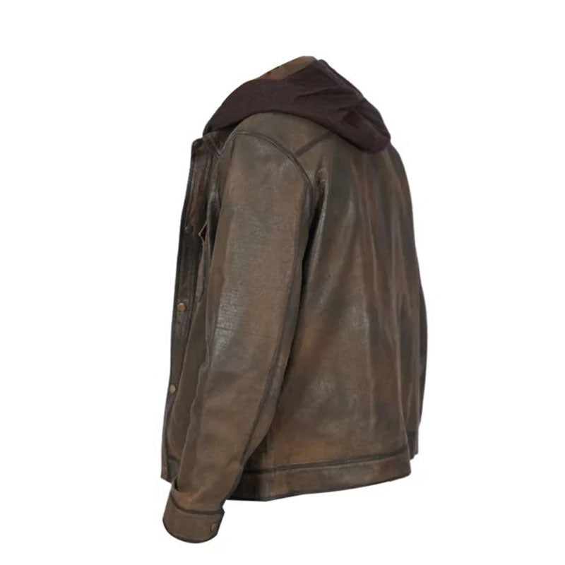 Mens Dark Brown Distressed Jacket