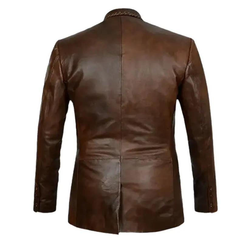 Men Dark Brown Leather Blazer
