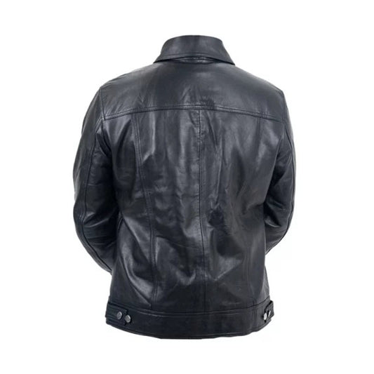 Mens Genuine Leather Trucker Jacket