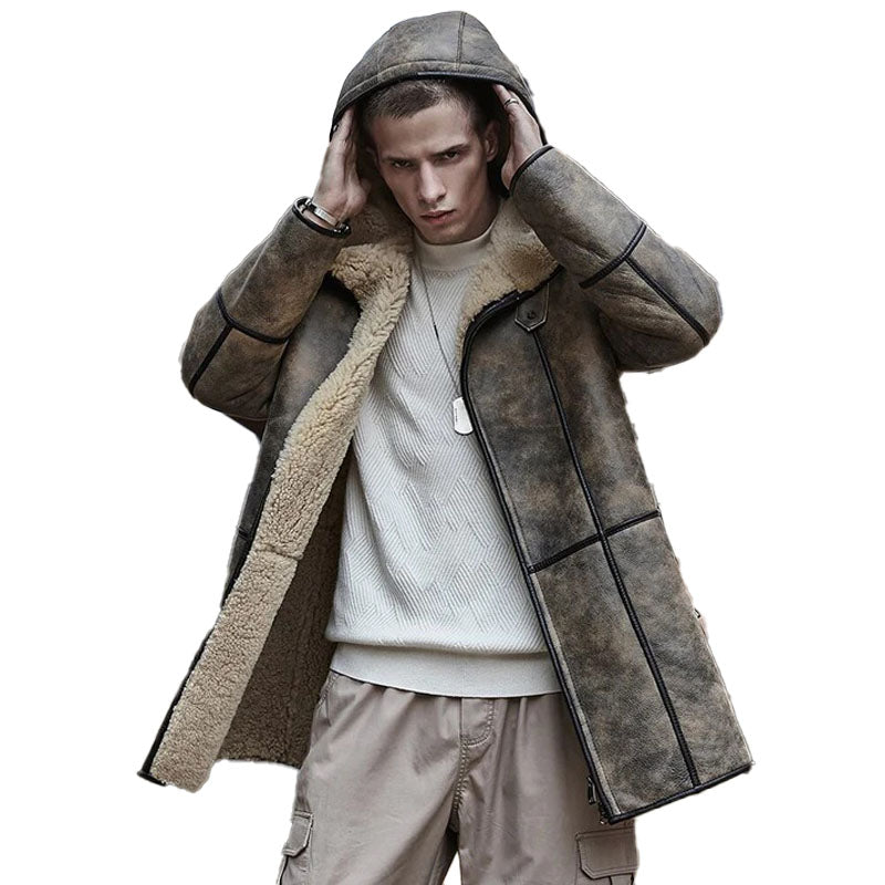 Men's B7 Hooded Shearling Jacket Coat