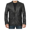 Men’s 2 Buttons Notch Lapel Leather Blazer
