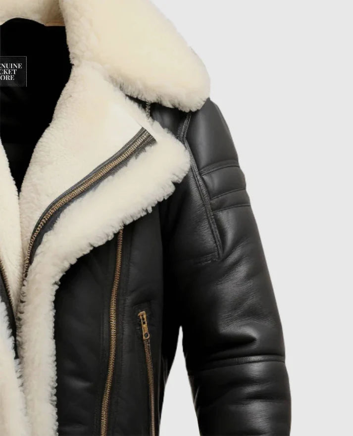 Men’s Aviator B3 Bomber Black Leather Jacket