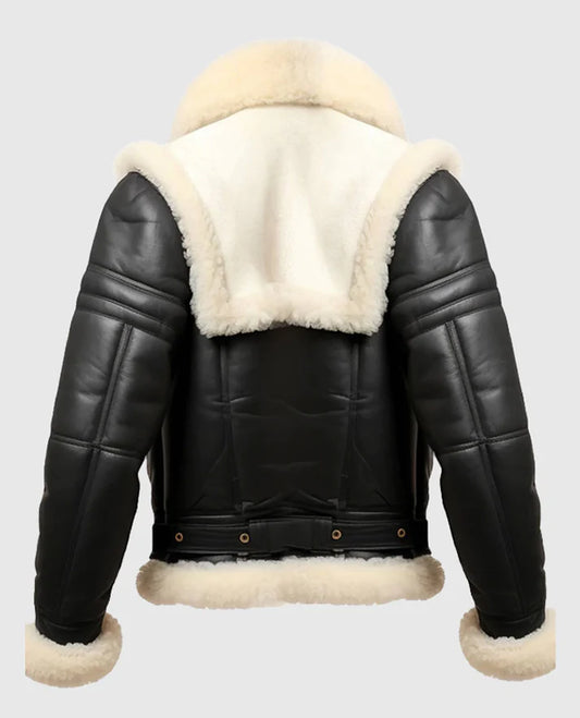 Men’s Aviator B3 Bomber Black Leather Jacket