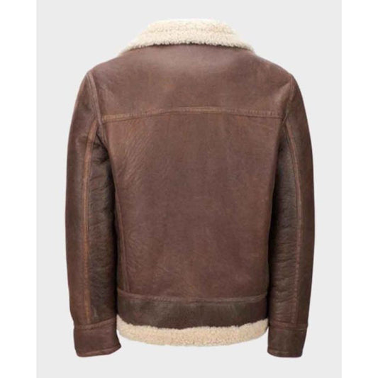 Mens Aviator Shearling Light Brown Jacket