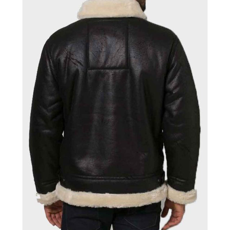 Mens Aviator Black Shearling Jacket