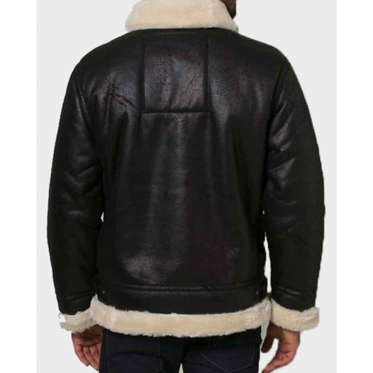 Mens Aviator Black Shearling Jacket