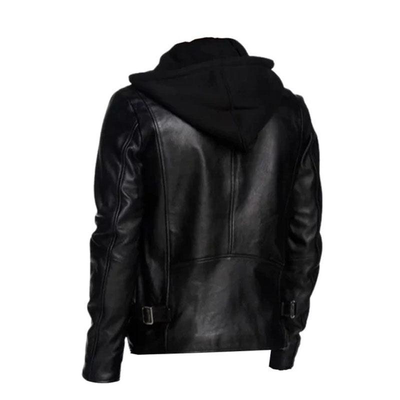 Men Black Detachable Hooded Jacket