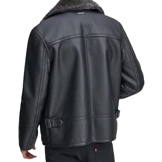 Men’s Black Leather Fur Jacket
