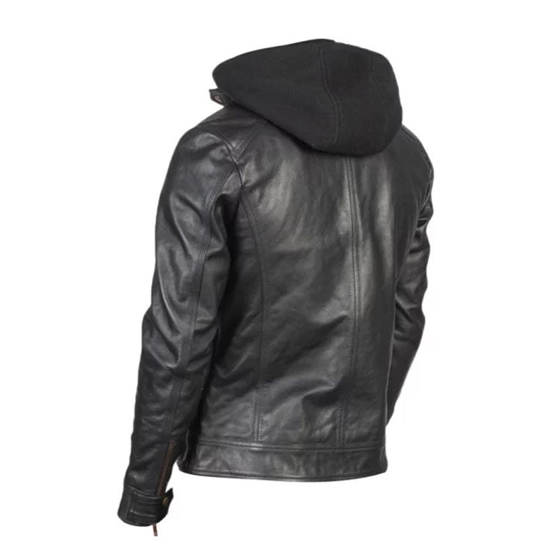 Men Black Leather Racing Jacket