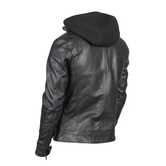 Men Black Leather Racing Jacket