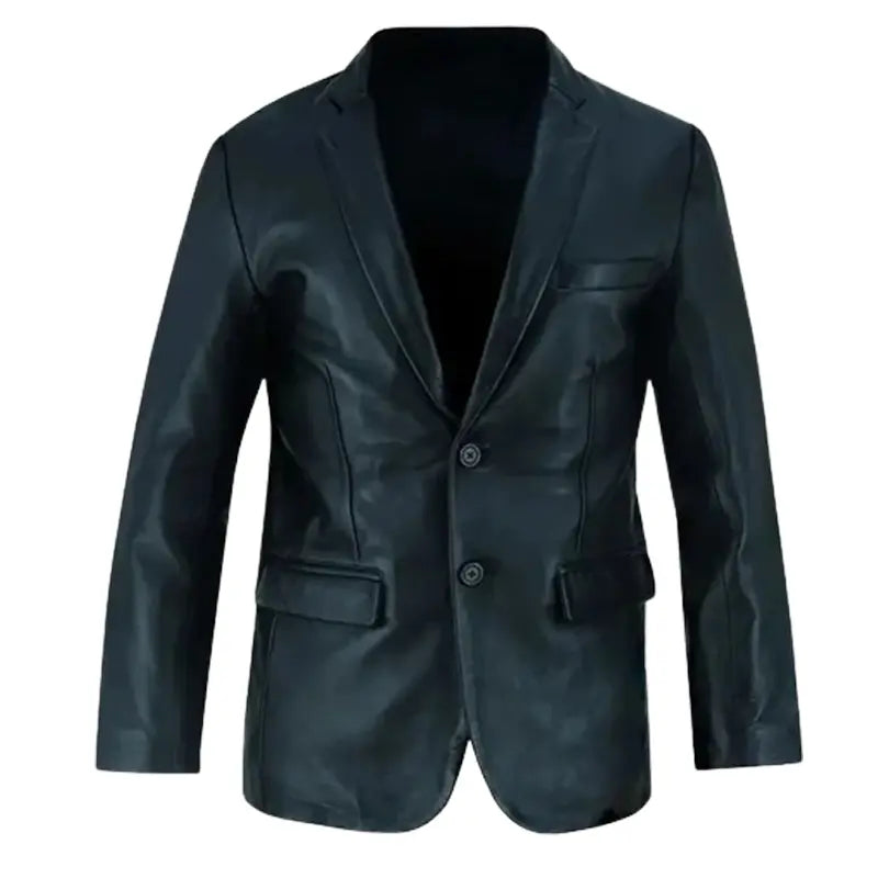Men’s-Black-Luxurious-Leather-Blazer