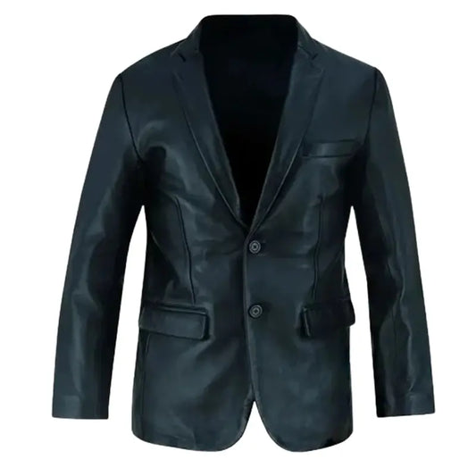 Men’s-Black-Luxurious-Leather-Blazer