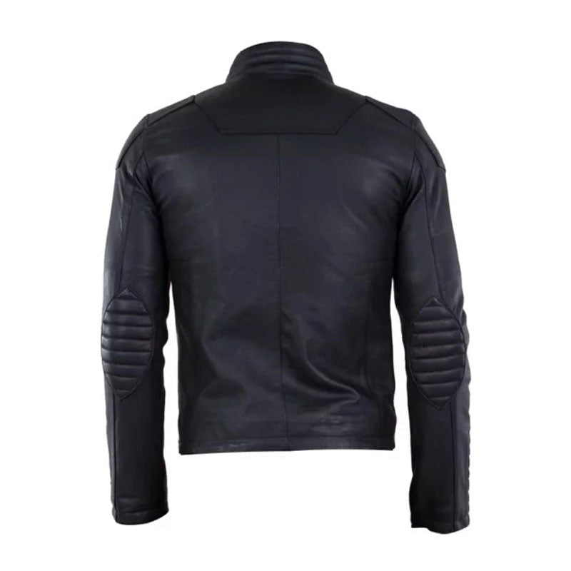 Men Black Padded Leather Jacket