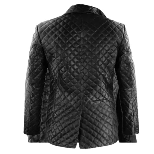 Men’s Black Quilted Leather Blazer