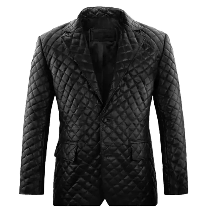 Men’s Black Quilted Leather Blazer