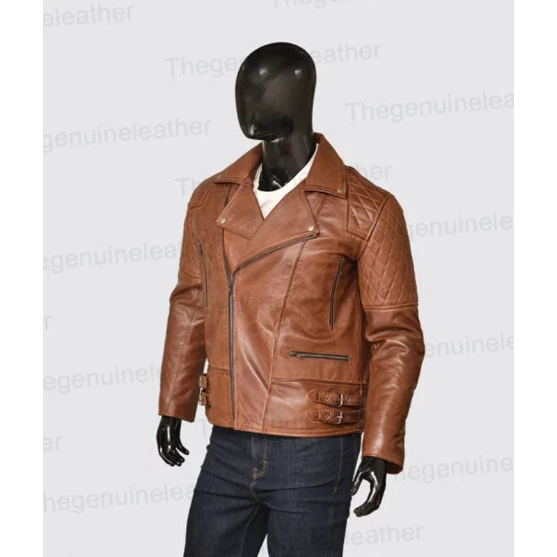 Mens Brown Biker Leather Jacket