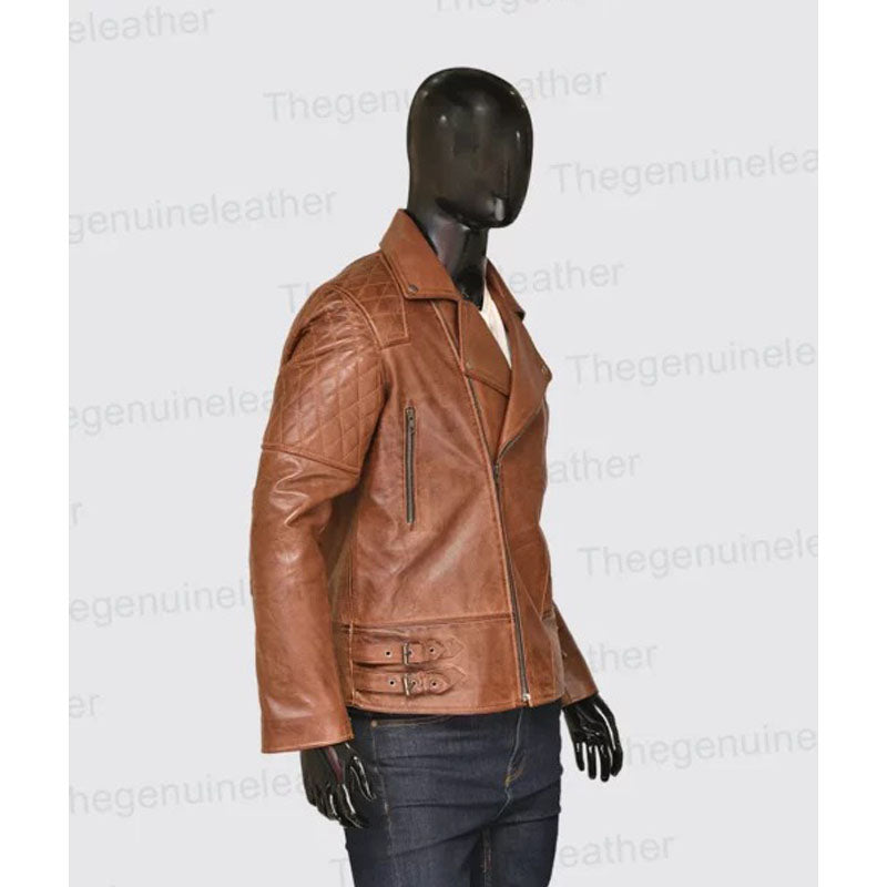 Mens Brown Biker Leather Jacket