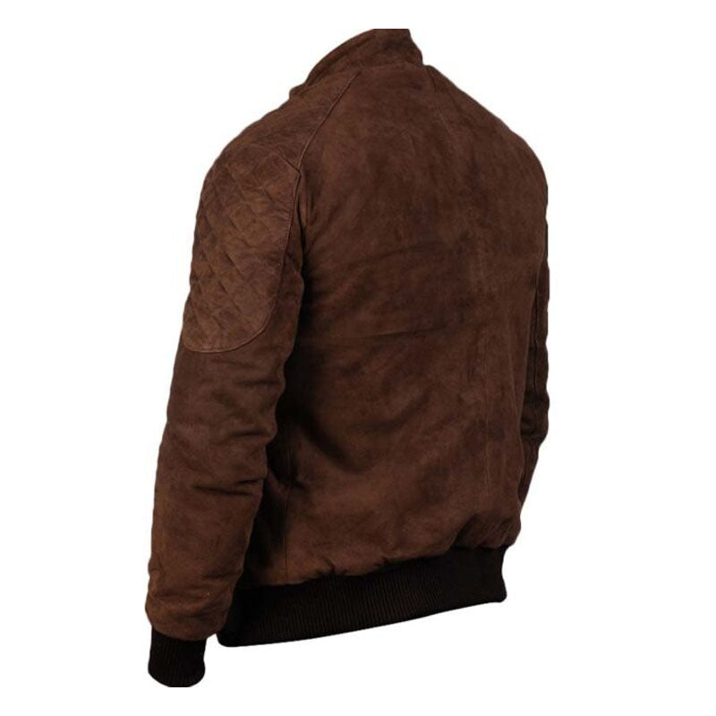 Mens Bomber Brown Suede Jacket