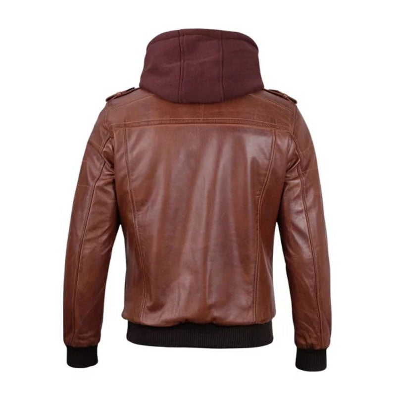 Mens Brown Leather Bomber Jacket